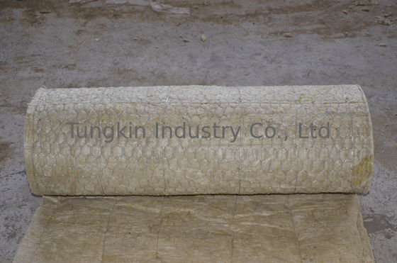 Chống cháy stonewool cách nhiệt chăn với dây lưới tùy chỉnh